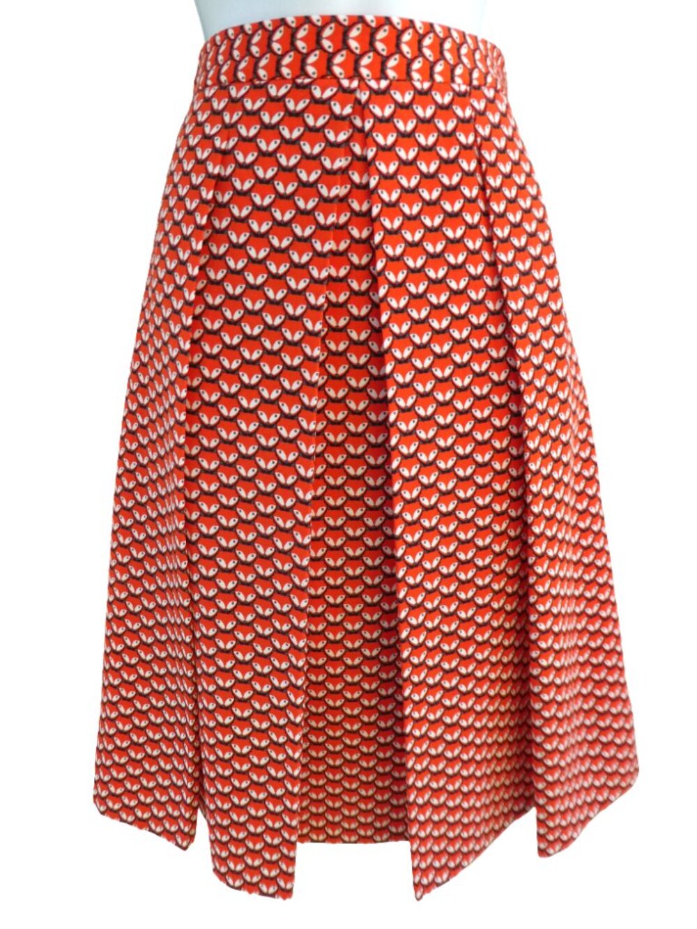 Vintage The Limited Foxy Face Novelty Skirt Midi Orange Side Zip A-Line Lined